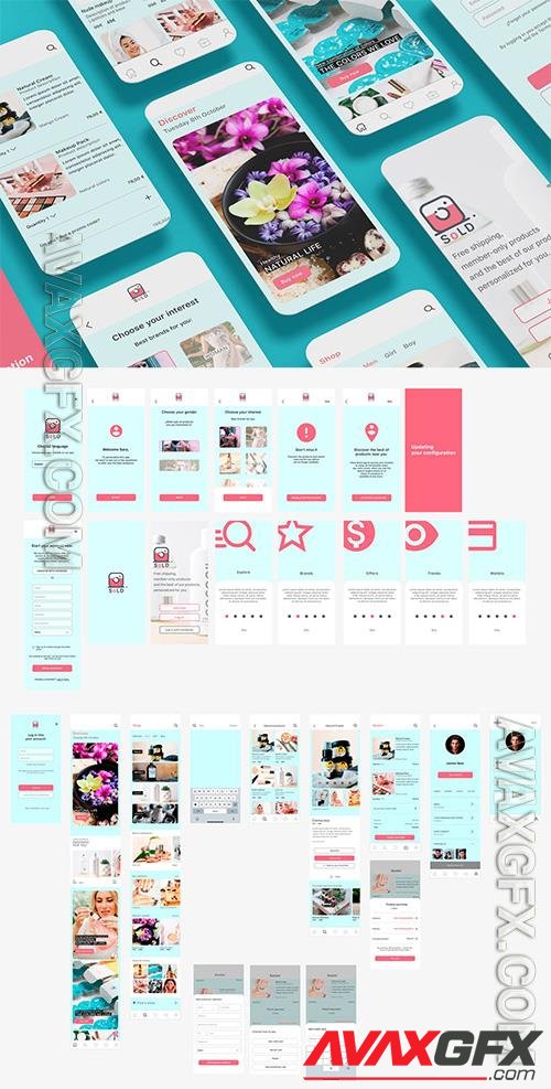 Beauty & Makeup Blue eCommerce App UI Kit Shop UVCFT6Z