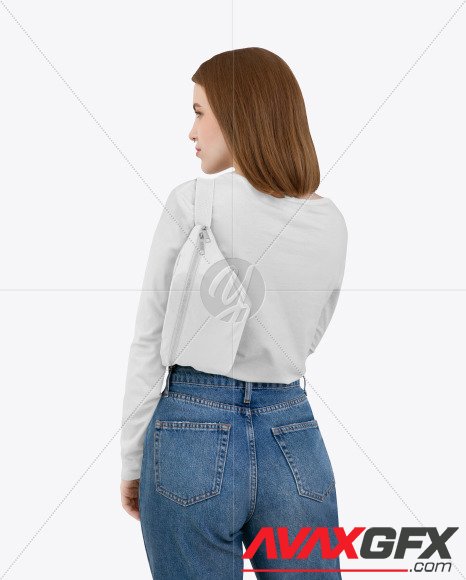 Girl in a Longsleeve Shirt with a Bum Bag mockup 81509