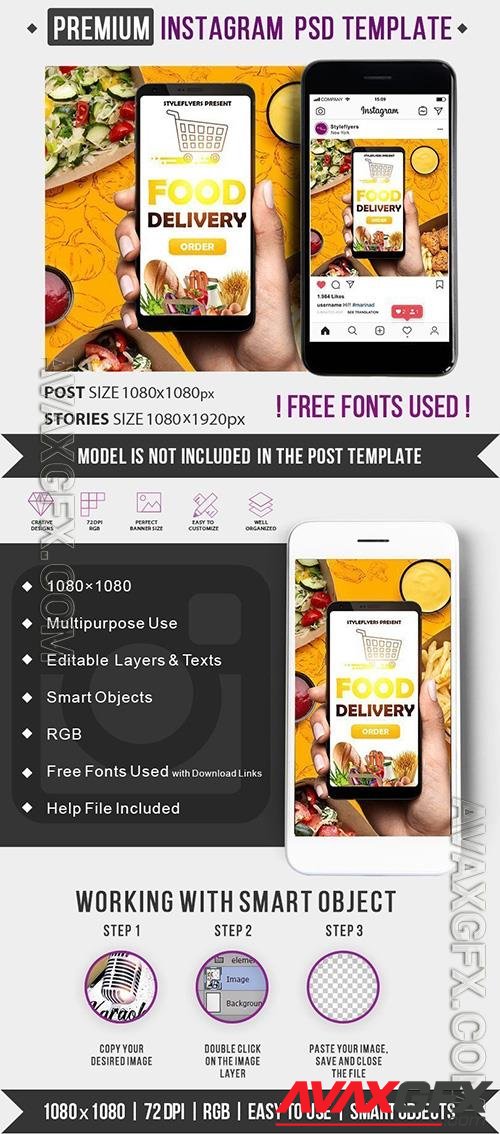 Food Delivery Post Instagram Post and Story Template