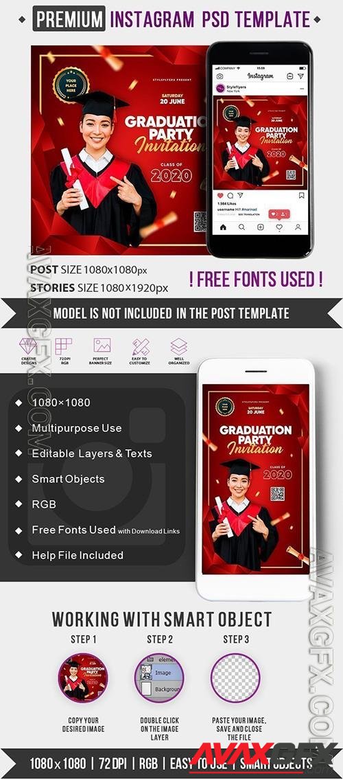 Graduation Party Invitation Instagram Post and Story Template