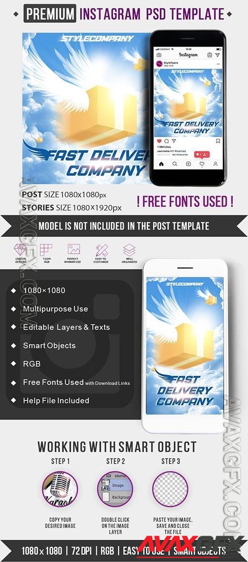 Fast Delivery Company Instagram Post and Story Template