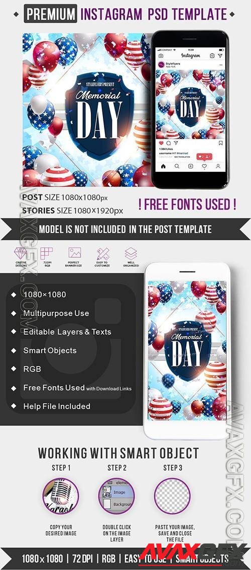 Memorial day Instagram Post and Story Template