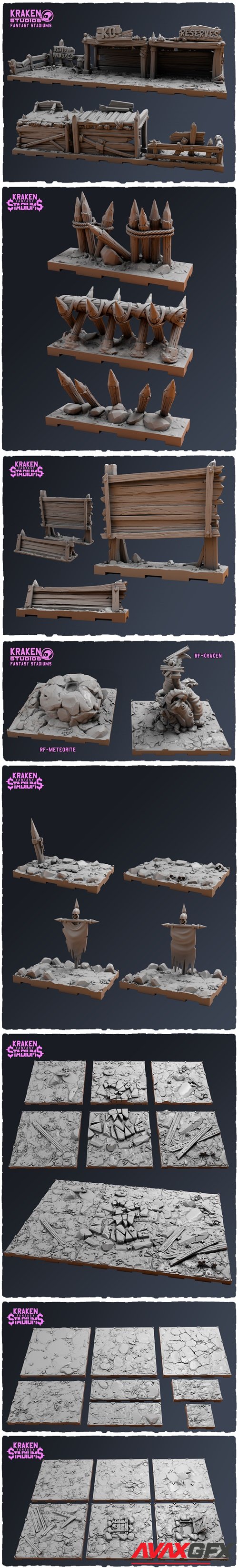 Kraken Fantasy Stadium Rock field pack – 3D Printable STL