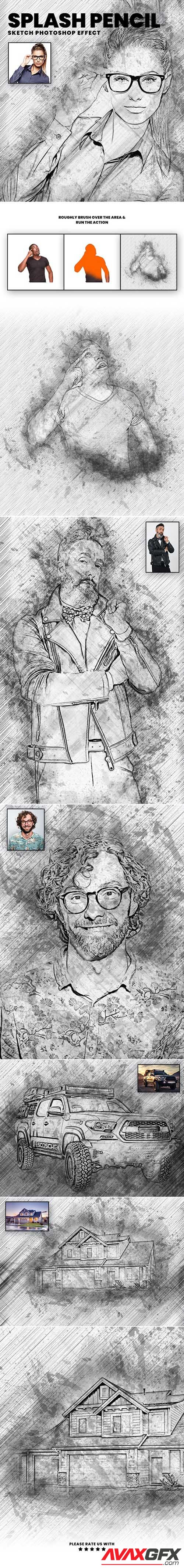 GraphicRiver - Splash Pencil Sketch 32811710 ABR, Photoshop