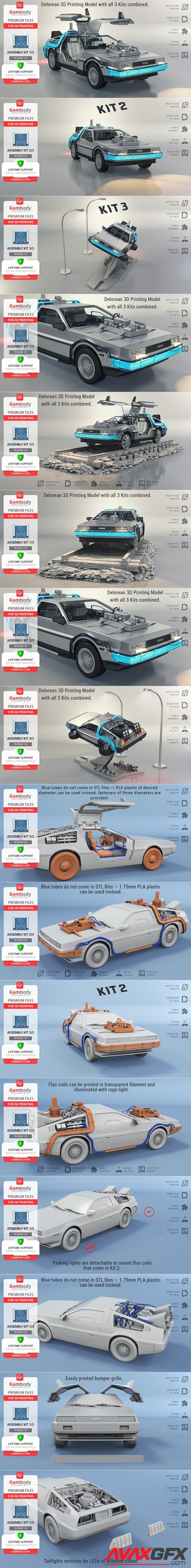 DeLorean Kit 1-3 – 3D Printable STL