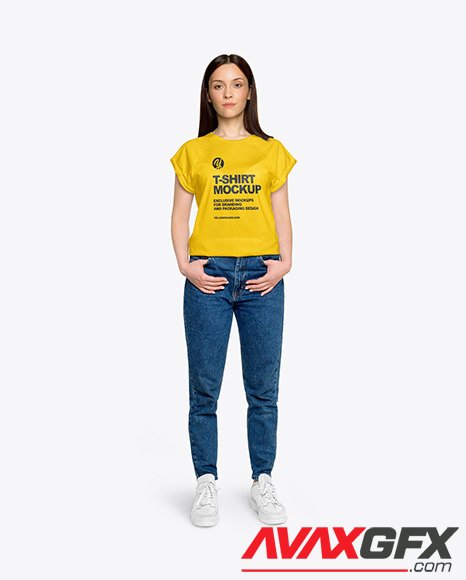 Woman in a T-Shirt Mockup 78678