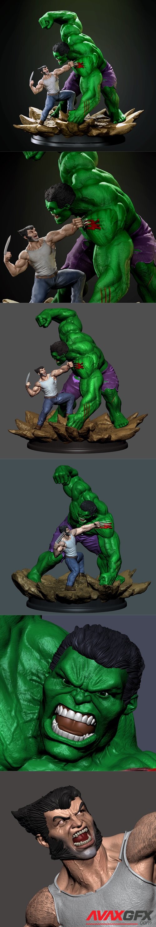 Hulk vs Wolverine diorama – 3D Printable STL