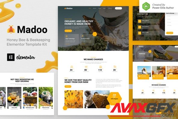 ThemeForest - Madoo v1.0.0 - Honey Bee & Beekeeping Elementor Template Kit - 33597421