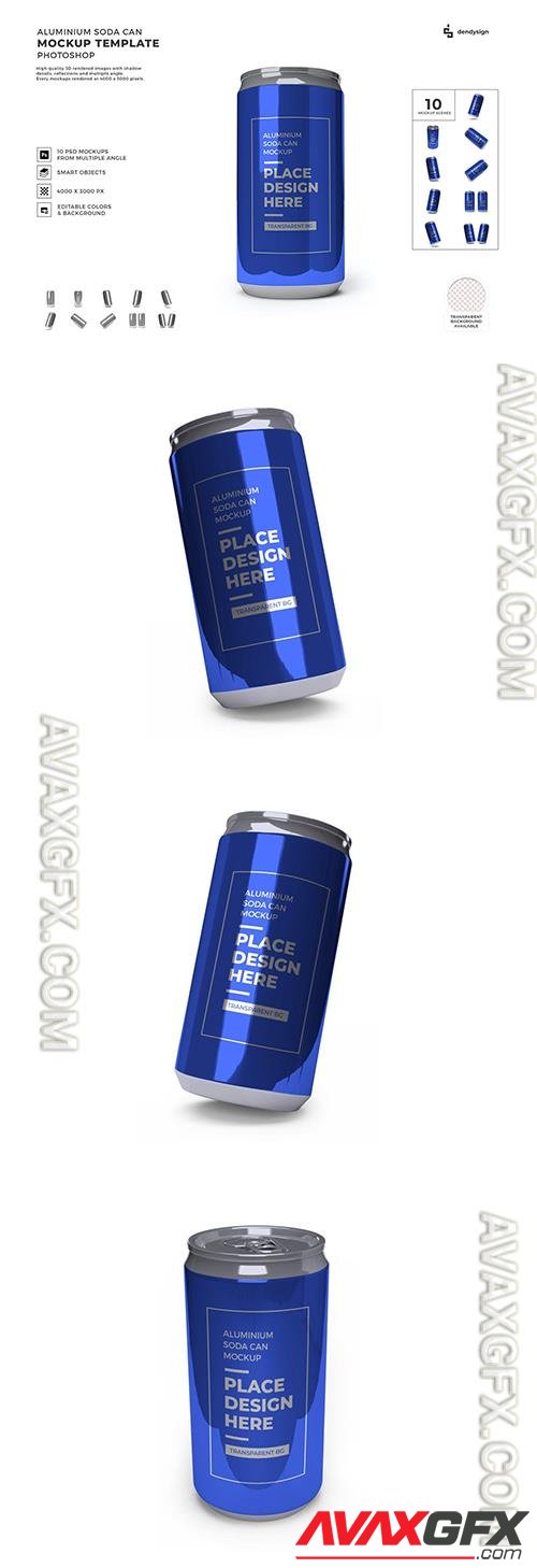 Aluminium Soda Can Packaging Mockup Template Set F43E456