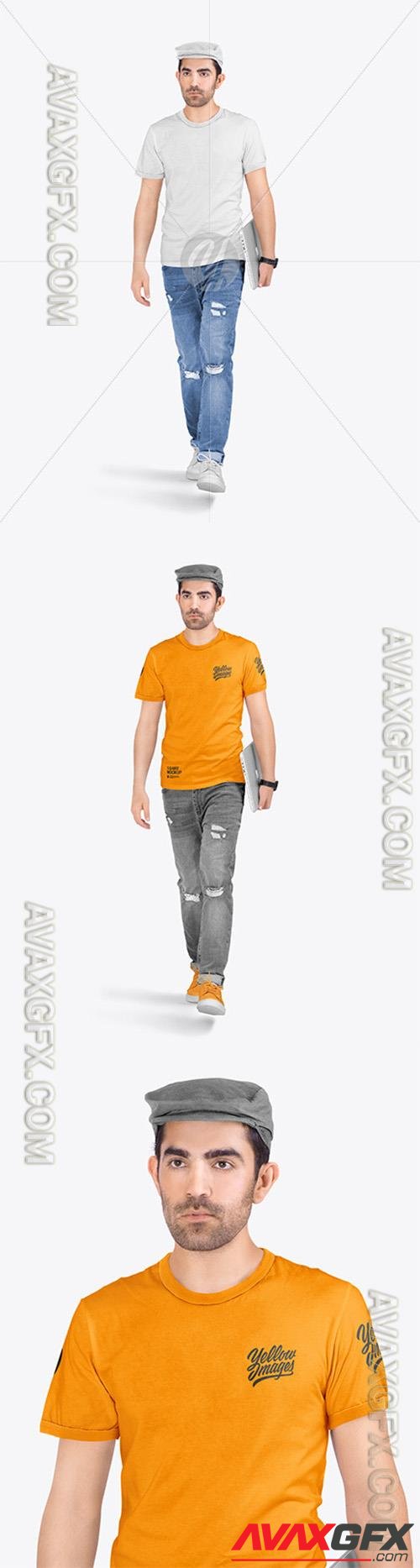 Man in Ringer T-Shirt and Jeans 73738