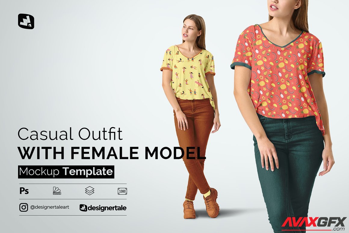 CreativeMarket - Casual Outfit With Female Model 4743994