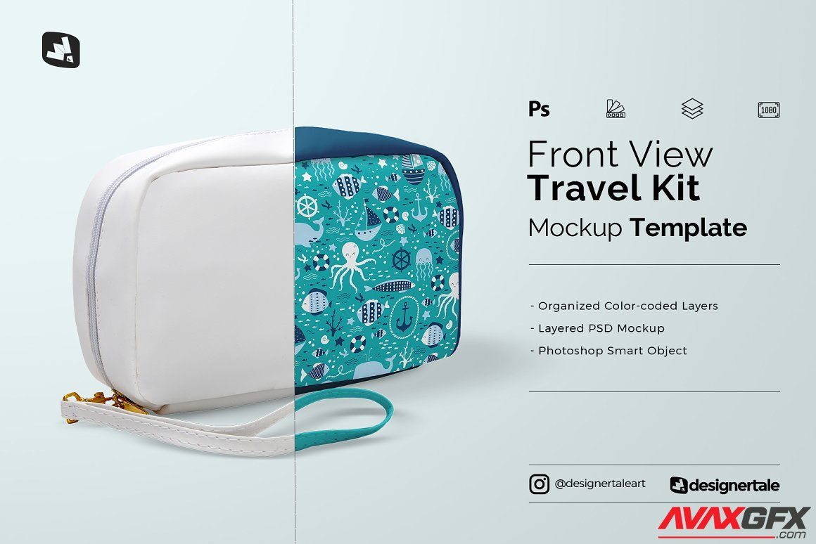 CreativeMarket - Front View Travel Kit Mockup 4764159