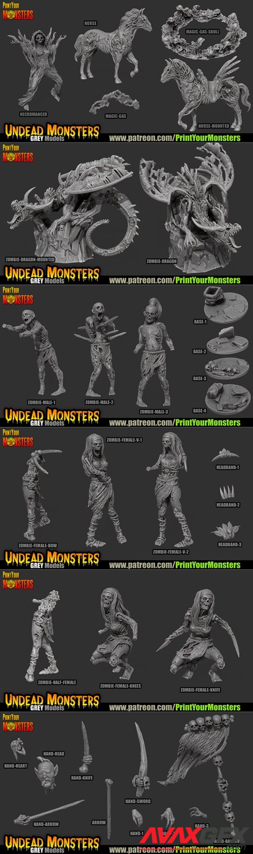 Paint Your Monsters Grey Models – 3D Printable STL