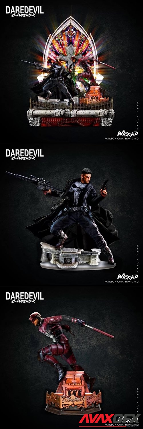 The Punisher and Daredevil Diorama from Marvel – 3D Printable STL