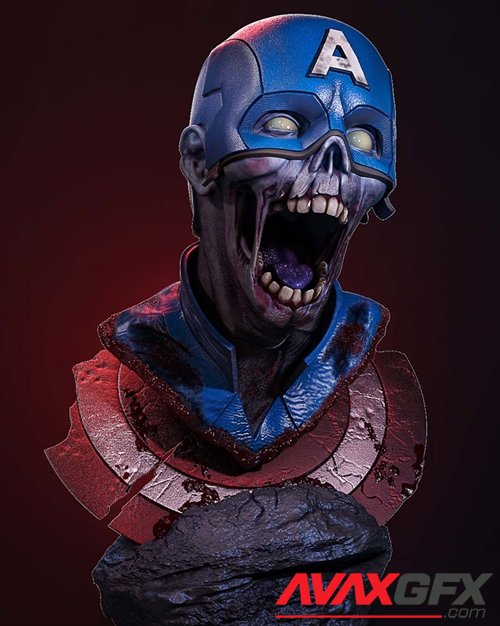 Zombie Captain America Bust – 3D Printable STL