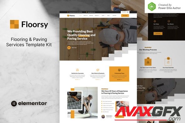 ThemeForest - Floorsy v1.0.0 - Flooring & Paving Services Elementor Template Kit - 33621727