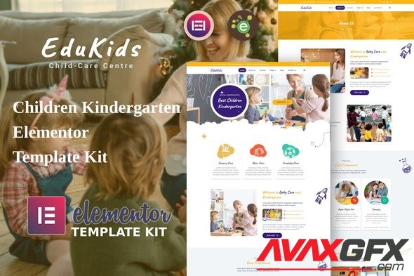 ThemeForest - EduKids v1.0.0 - Children Kindergarten Elementor Template Kit - 33487766
