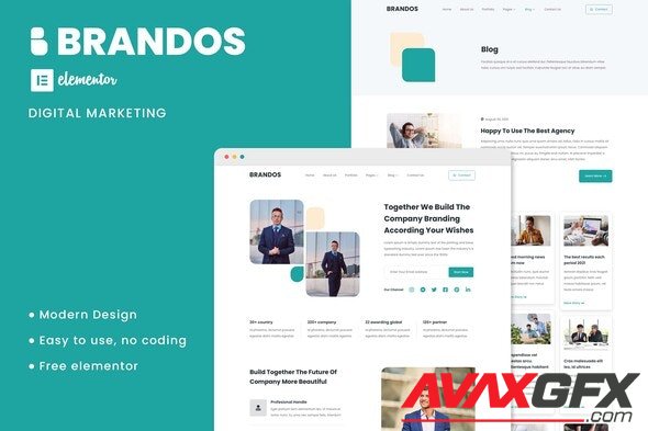 ThemeForest - Brandos v1.0.0 - Digital Marketing Elementor Template Kit - 33595092