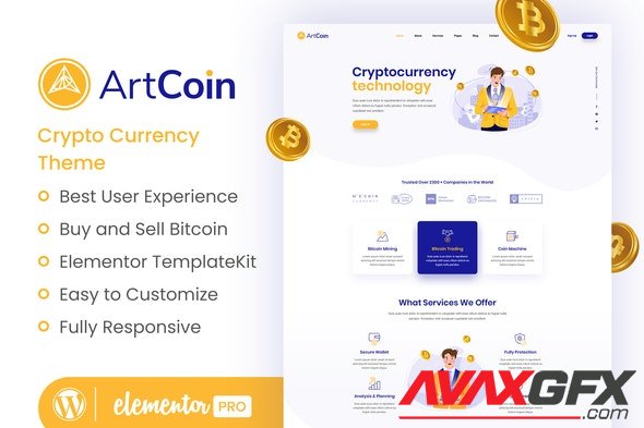 ThemeForest - ArtCoin v1.0.1 - Bitcoin & Cryptocurrency Elementor Template Kit - 33576132