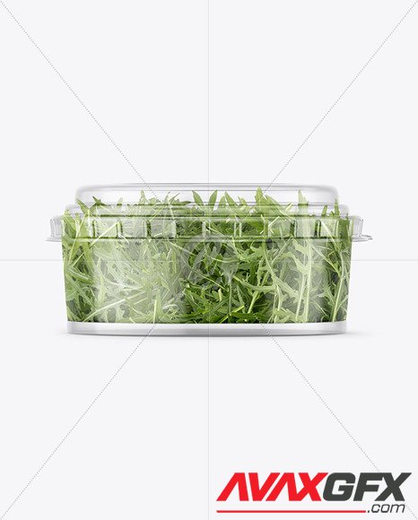 Clear Plastic Container with Arugula Salad mockup 87211