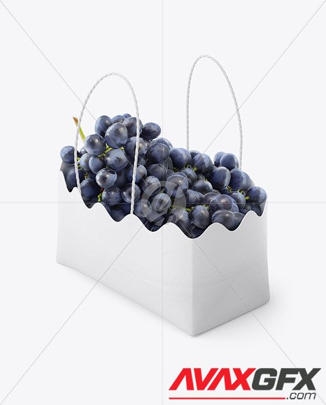 Matte Paper Basket with Blue Grapes Mockup 87229