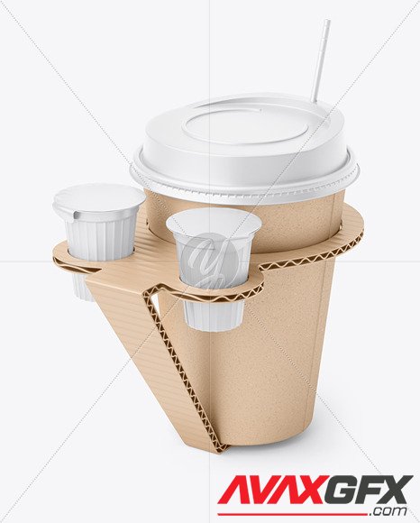 Kraft Paper Coffe Cup in Cardboard Holder mockup 87153