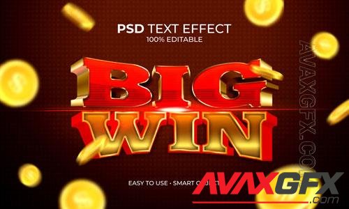 Big win jackpot text effect Premium Psd