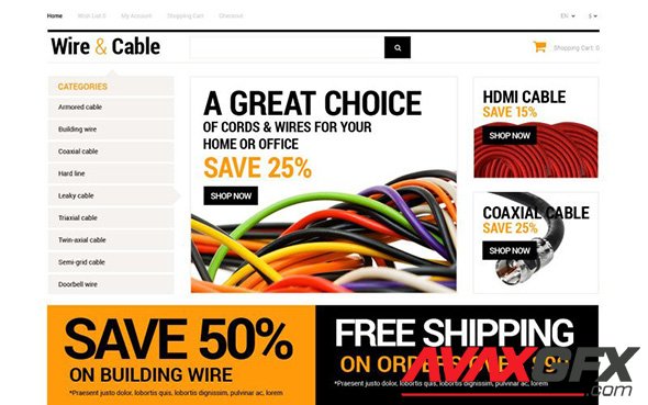 Cords and Wires v1.0 - Store OpenCart Template - TM 53404