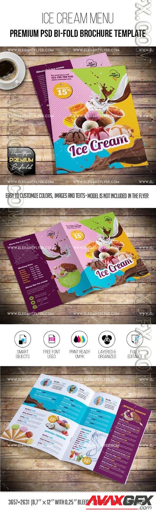 Ice Cream Menu Premium PSD Bi-Fold Brochure Template