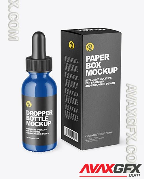Glossy Dropper Bottle with Paper Box Mockup 72759 TIF