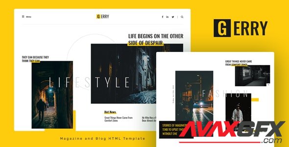 ThemeForest - Gerry v1.0 - Blog and Magazine HTML Template - 33525346