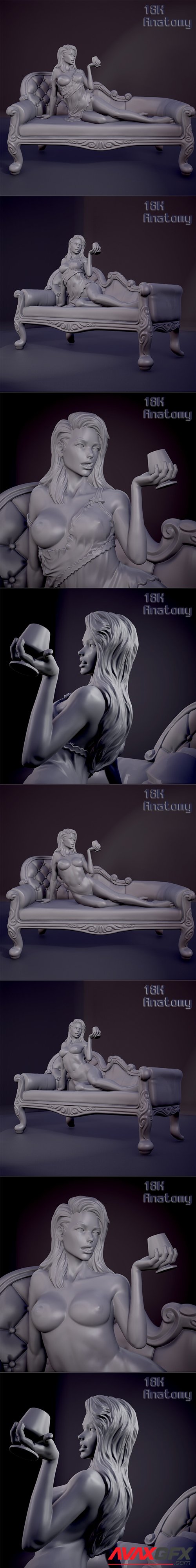 18K Anatomy - Girl on the sofa – 3D Printable STL