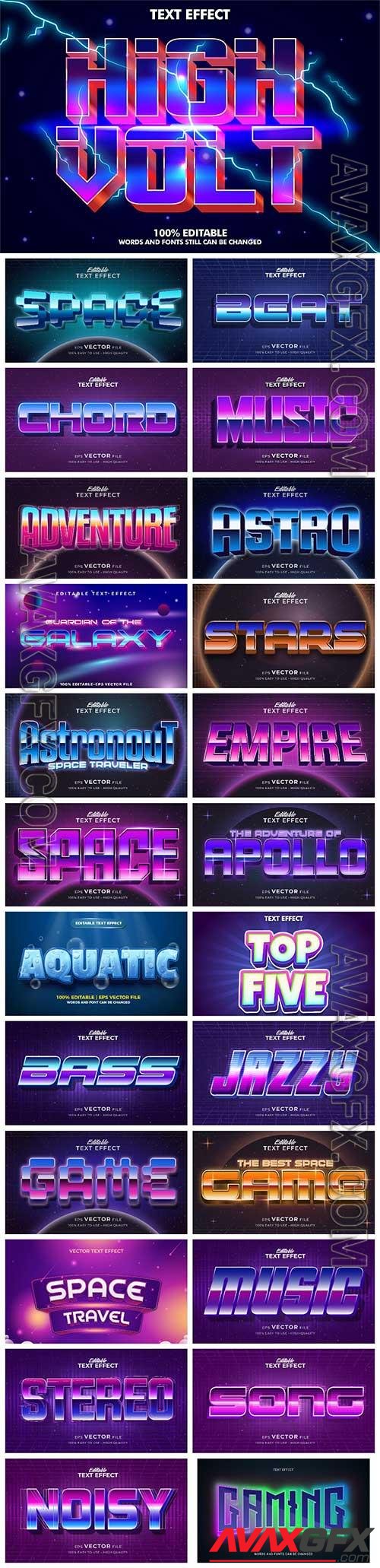 Set 3d editable text style effect vector vol 16