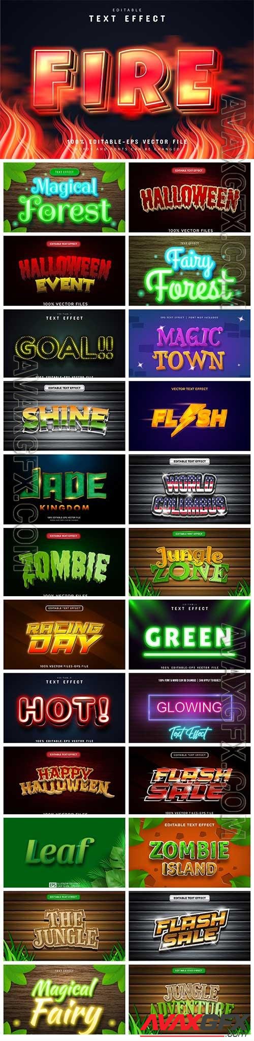 Set 3d editable text style effect vector vol 15