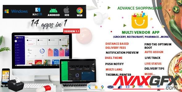 CodeCanyon - Multi-Vendor v1.1 - Food, Grocery, Pharmacy & Courier Delivery App | 14 apps - 33215179