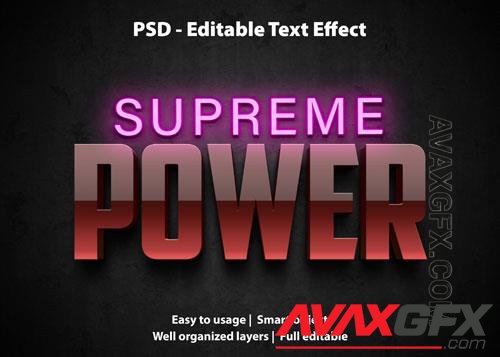 Editable text effect supreme power premium Premium Psd