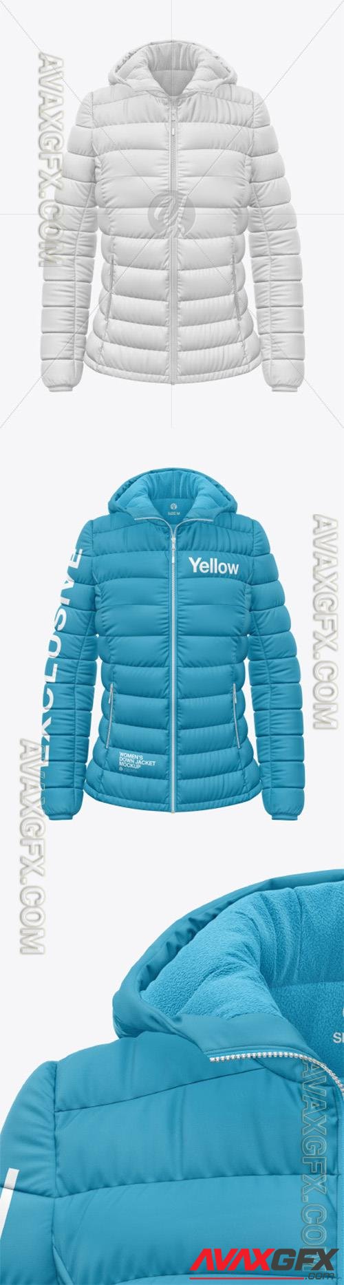 Matte Nylon Women's Down Jacket w/Hood Mockup 75443