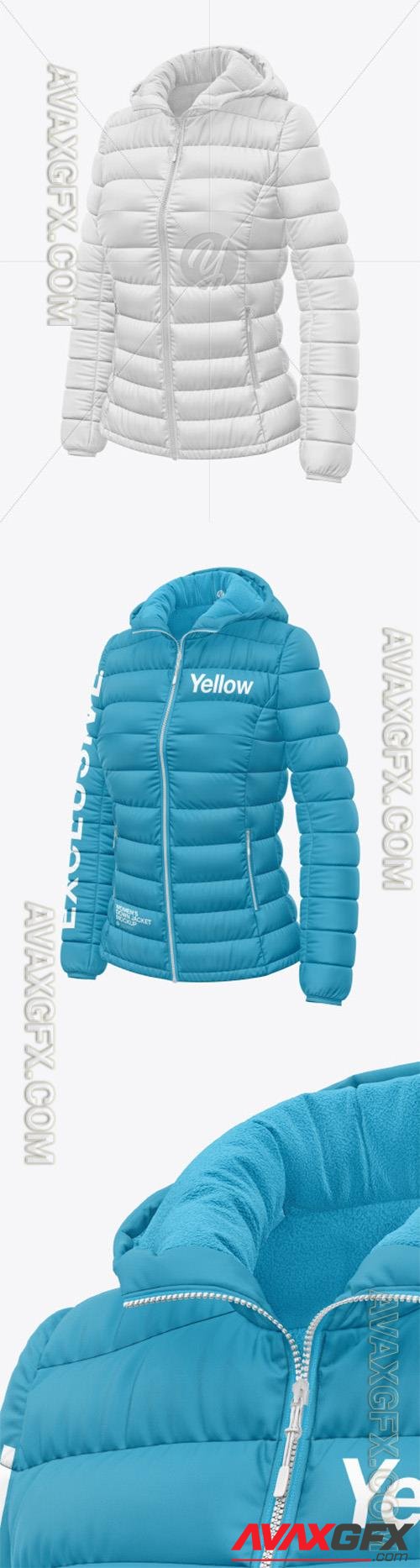 Matte Nylon Women's Down Jacket w/Hood Mockup 75469