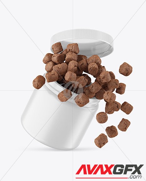Matte Plastic Jar w/ Pets Snack Mockup 86555