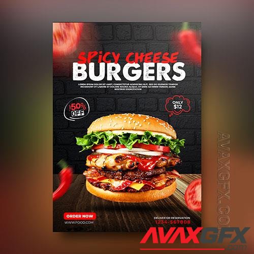 Fast food burger poster premium psd