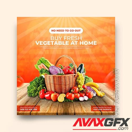 Online vegetable and grocery delivery promotion banner instagram social media post template psd