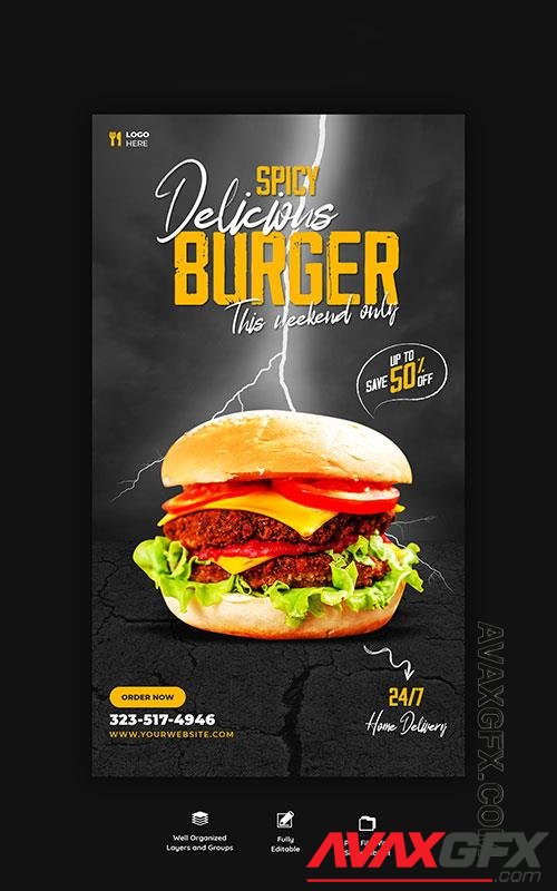 Burger and food menu instagram and facebook story template