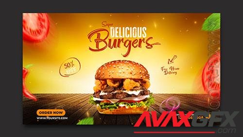 Burger and fast food menu webbanner social media post template psd