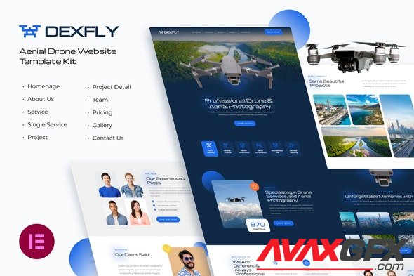 ThemeForest - Dexfly v1.0.1 - Drone & Aerial Photography Elementor Template Kit - 33616357
