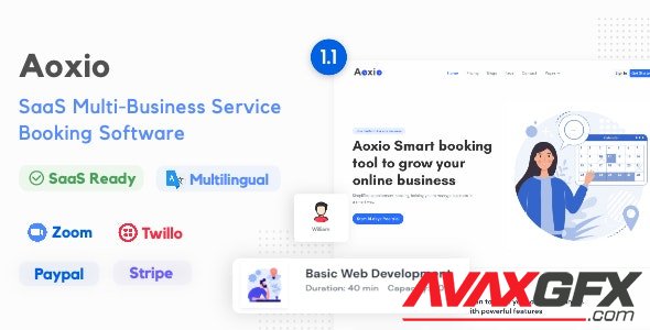 CodeCanyon - Aoxio v1.2 - SaaS Multi-Business Service Booking Software - 33026229 - NULLED