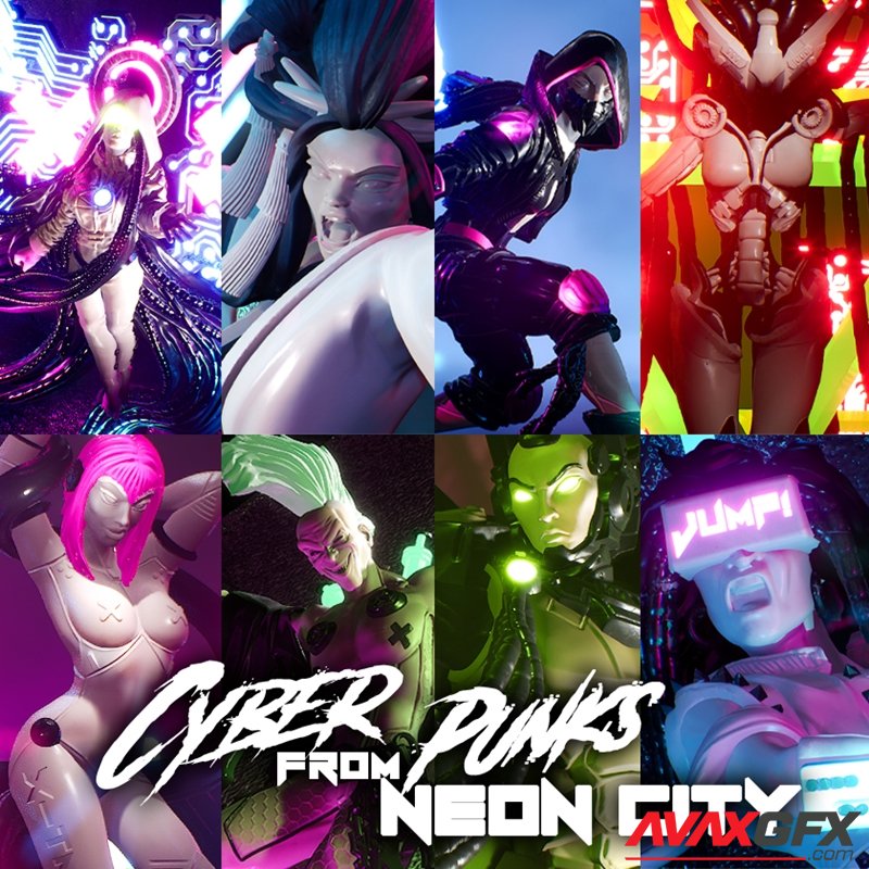 Cyber Punks from Neon City – 3D Printable STL