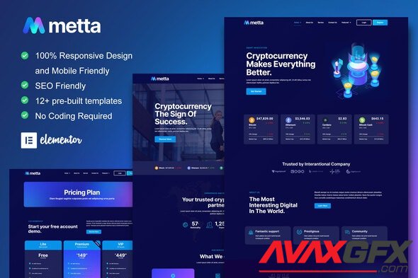 ThemeForest - Metta v1.0.0 - Cryptocurrency Blockchain & Bitcoin Elementor Template Kit - 33700017