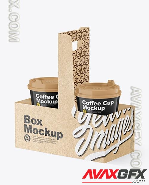 Glossy Coffee Cups in Kraft Paper Holder Mockup 79121 TIF