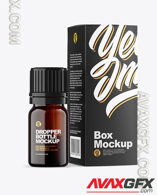 Dark Amber Glass Bottle with Box Mockup 79109 TIF