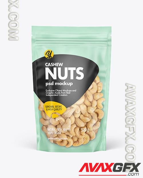 Frosted Plastic Pouch w/ Cashew Nuts Mockup 78999 TIF